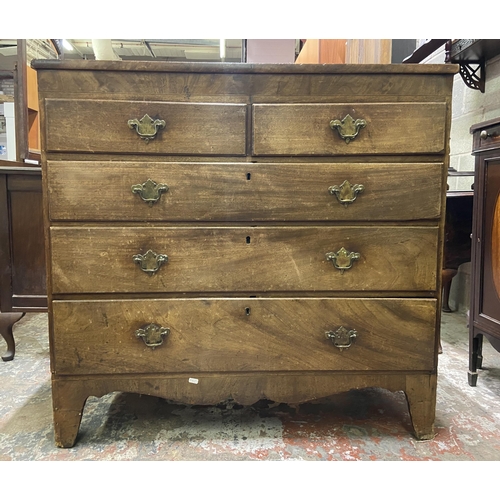 93 - A George III inlaid mahogany chest of drawers - approx. 104cm high x 109cm wide x 55cm deep