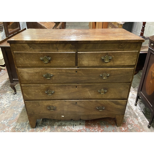 93 - A George III inlaid mahogany chest of drawers - approx. 104cm high x 109cm wide x 55cm deep