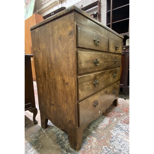 93 - A George III inlaid mahogany chest of drawers - approx. 104cm high x 109cm wide x 55cm deep