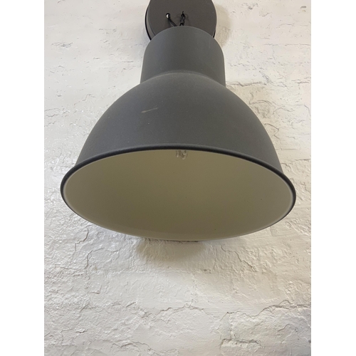 96 - A pair of IKEA Hektar grey metal pendant lights - approx. 48cm high x 47cm diameter