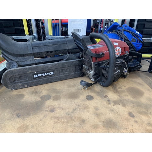 1037 - Two items, one Einhell GC-PC240I petrol chainsaw and one Day Plus electric leaf blower/vac