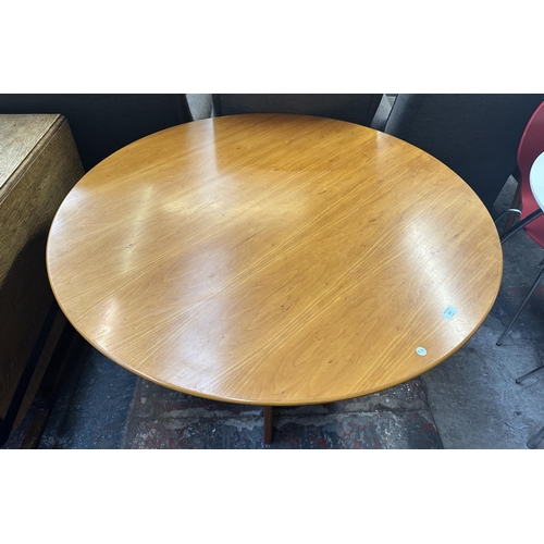 92 - A modern cherry wood veneered circular office meeting table - approx. 72cm high x 119cm diameter