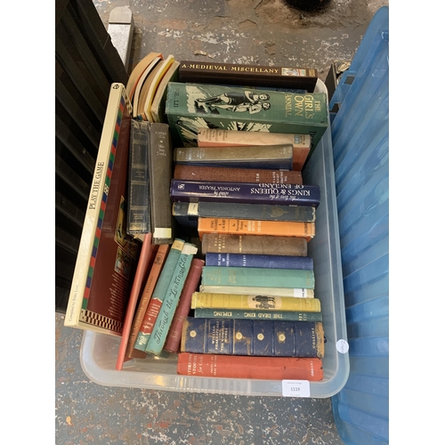 1119 - A box containing vintage books to include Rudyard Kipling, Lewis Carol, Daphne Du Maurier etc.