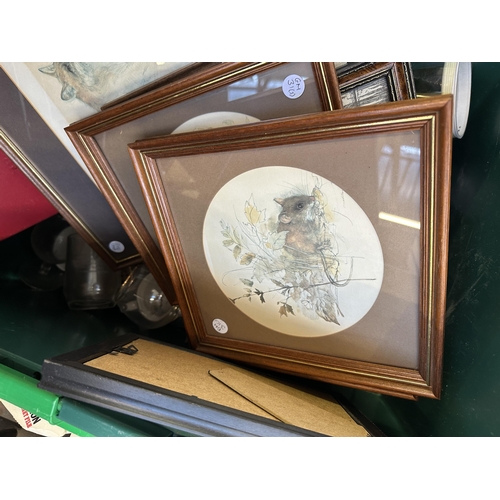 1083 - A collection of house clearance items to include framed pictures, vintage Pifco lamp, Bell & Howell ... 