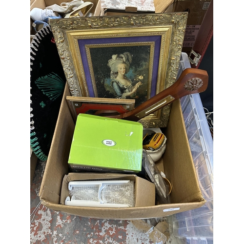 1085 - A collection of house clearance items to include soft toys, Christmas tree, Alladin greenhouse heate... 