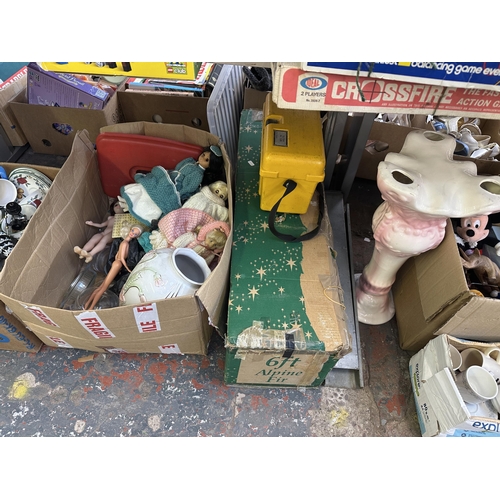 1085 - A collection of house clearance items to include soft toys, Christmas tree, Alladin greenhouse heate... 