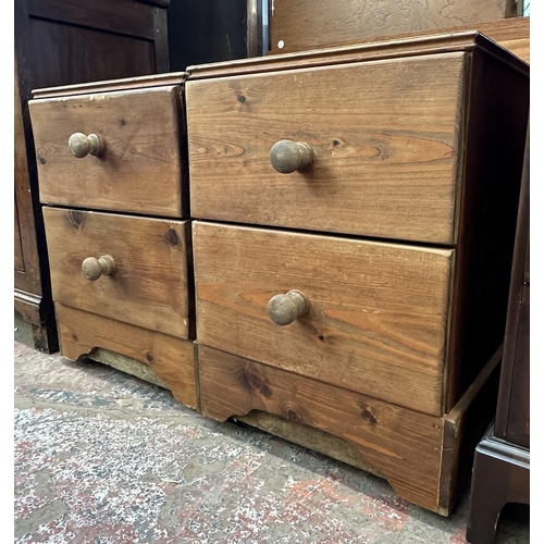 102 - A pair of modern solid pine bedside chests of drawers - approx. 63cm high x 45cm wide x 47cm deep