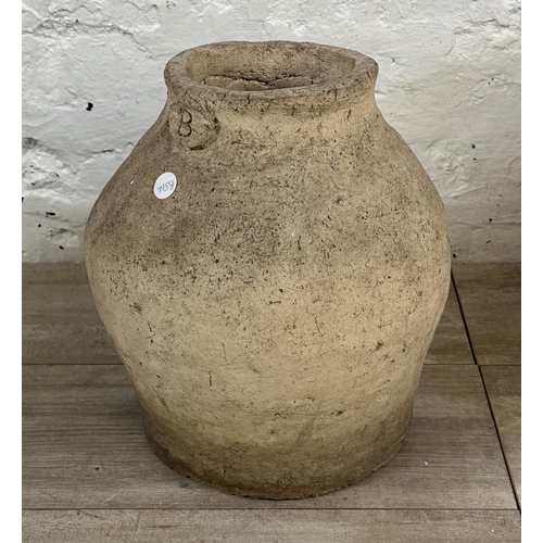 13 - Four ceramic items, three hand made clay floor standing vases - largest approx. 70cm high and one Hi... 