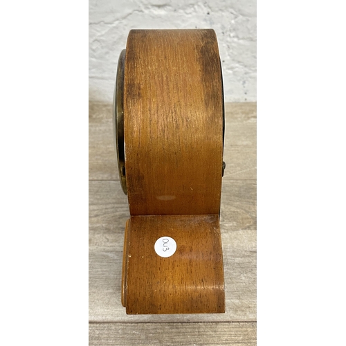 29 - Two mantel clocks, one 1930s/40s oak cased with pendulum - approx. 23cm high and one mid 20th centur... 