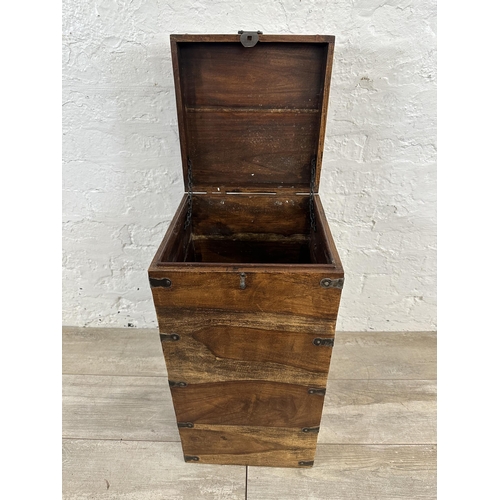 37H - An Indian sheesham wood bottle holder/storage box - approx. 62cm high x 30.5cm wide x 30.5cm deep