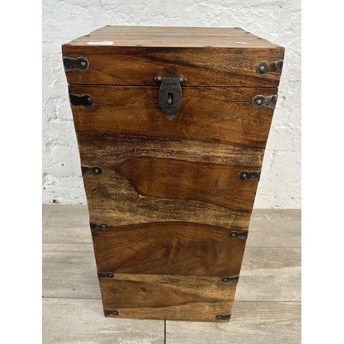 37H - An Indian sheesham wood bottle holder/storage box - approx. 62cm high x 30.5cm wide x 30.5cm deep