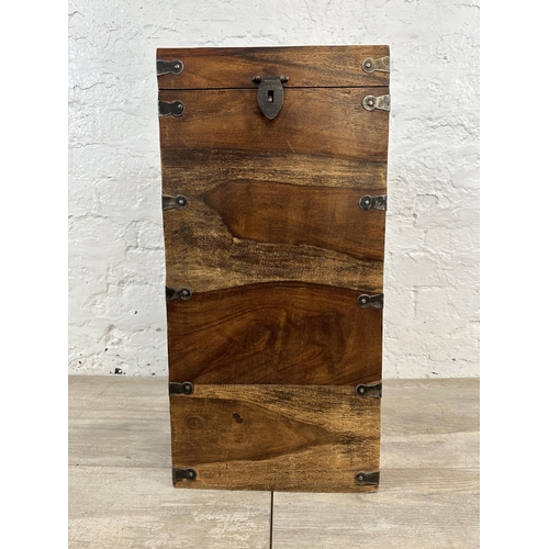 37H - An Indian sheesham wood bottle holder/storage box - approx. 62cm high x 30.5cm wide x 30.5cm deep