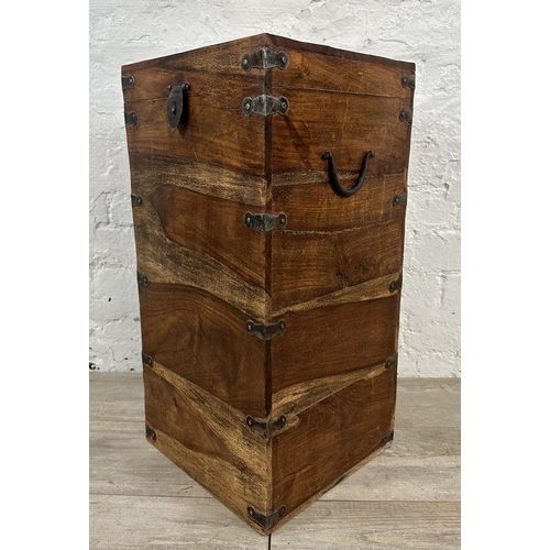 37H - An Indian sheesham wood bottle holder/storage box - approx. 62cm high x 30.5cm wide x 30.5cm deep