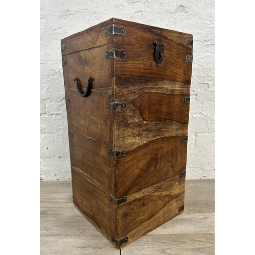 37H - An Indian sheesham wood bottle holder/storage box - approx. 62cm high x 30.5cm wide x 30.5cm deep