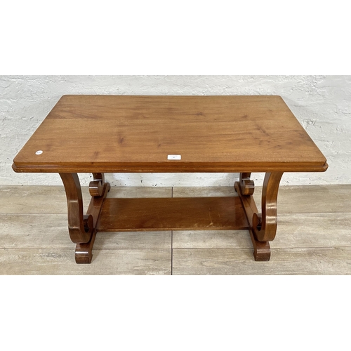 47 - An early 20th century bespoke mahogany twin pedestal coffee table - approx. 53cm high x 45cm wide x ... 