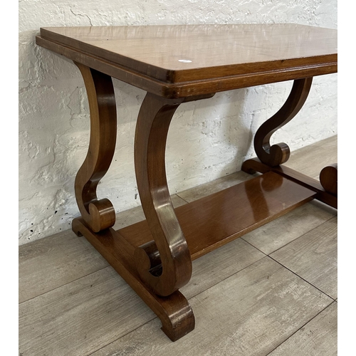 47 - An early 20th century bespoke mahogany twin pedestal coffee table - approx. 53cm high x 45cm wide x ... 