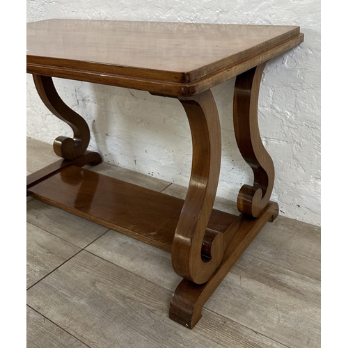 47 - An early 20th century bespoke mahogany twin pedestal coffee table - approx. 53cm high x 45cm wide x ... 