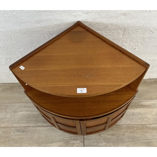 56 - A mid 20th century Nathan teak corner cabinet - approx. 76cm high x 63cm wide x 45cm deep