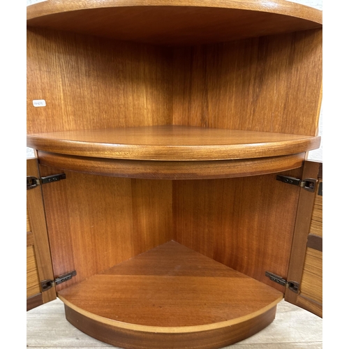 56 - A mid 20th century Nathan teak corner cabinet - approx. 76cm high x 63cm wide x 45cm deep