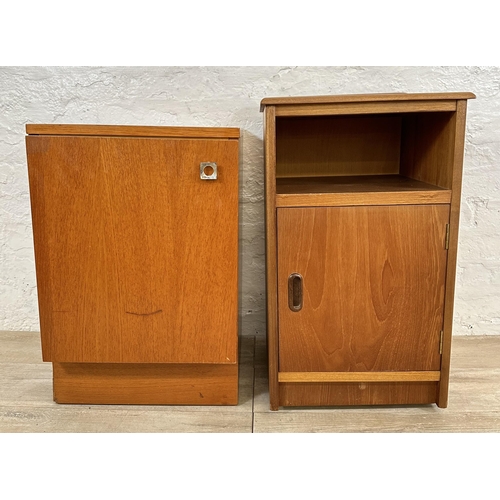 57 - Two mid 20th century teak bedside cabinets - largest approx. 69cm high x 40cm wide x 36cm deep