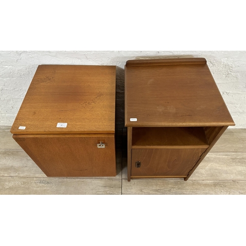 57 - Two mid 20th century teak bedside cabinets - largest approx. 69cm high x 40cm wide x 36cm deep