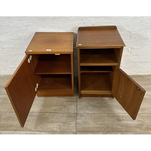 57 - Two mid 20th century teak bedside cabinets - largest approx. 69cm high x 40cm wide x 36cm deep