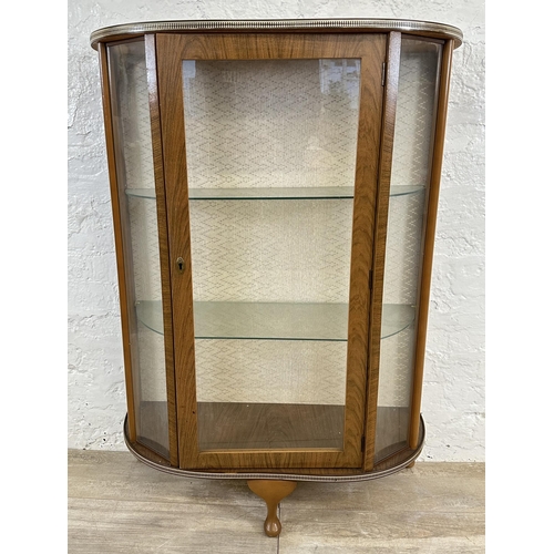 60 - A mid 20th century melamine bow fronted display cabinet - approx. 109cm high x 78cm wide x 30cm deep