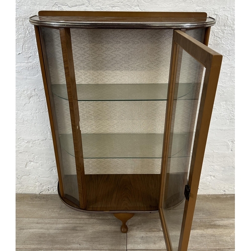 60 - A mid 20th century melamine bow fronted display cabinet - approx. 109cm high x 78cm wide x 30cm deep