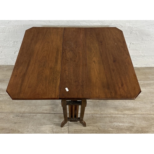 64 - Three pieces of furniture, one Edwardian mahogany Sutherland drop leaf occasional table, one early 2... 