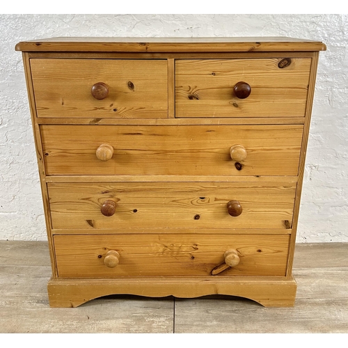 68B - A Victorian style solid pine chest of drawers - approx. 97cm high x 93cm wide x 44cm deep