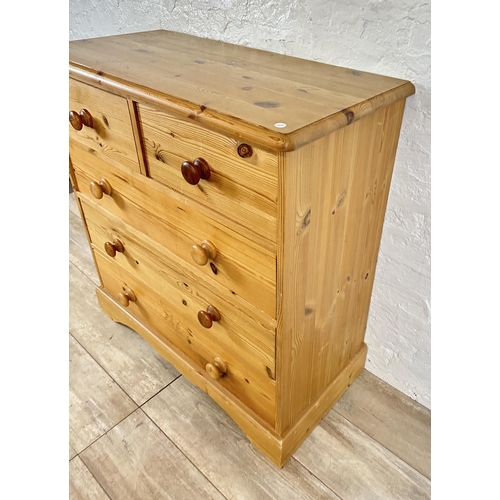 68B - A Victorian style solid pine chest of drawers - approx. 97cm high x 93cm wide x 44cm deep