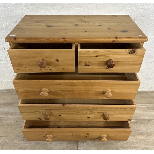 68B - A Victorian style solid pine chest of drawers - approx. 97cm high x 93cm wide x 44cm deep