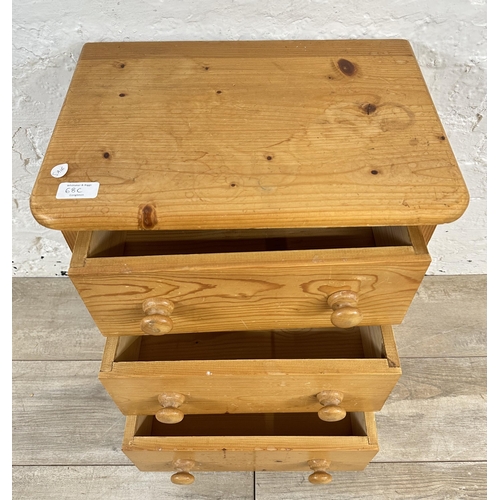 68C - A Victorian style solid pine miniature chest of drawers - approx. 55cm high x 43cm wide x 30cm deep