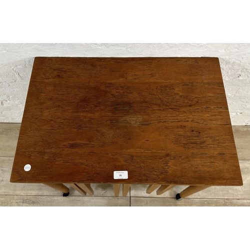 70 - A mid 20th century Poul Hundevad teak nest of four tables - approx. 56cm high x 62cm wide x 42cm dee... 