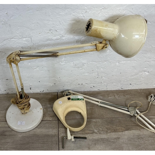 77 - Two mid 20th century articulated lamps, one Danish Strini and one Dutch Vrieland bench mountable mag... 