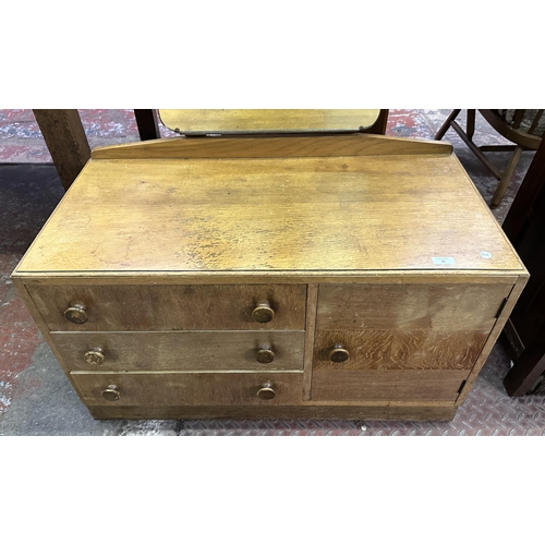 78 - A mid 20th century oak dressing chest - approx. 165cm high x 91cm wide x 46cm deep