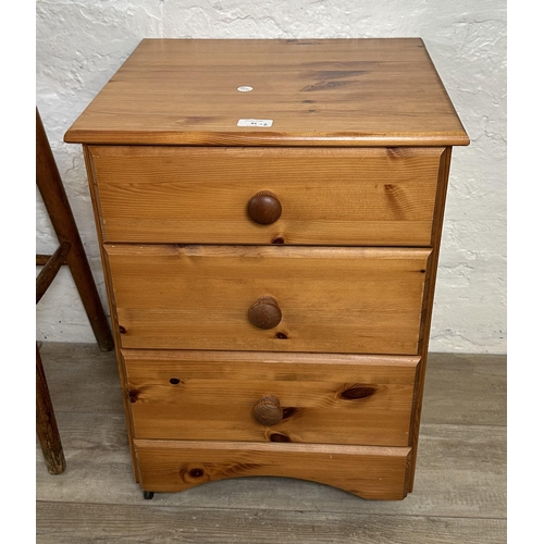 81 - Three pieces of pine furniture, one bar stool, one bedside cabinet and one bedside chest of drawers