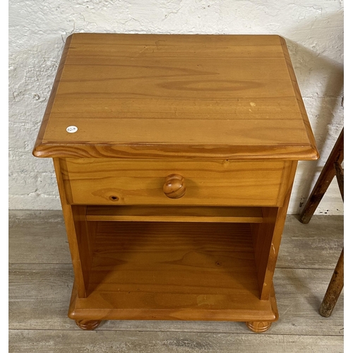 81 - Three pieces of pine furniture, one bar stool, one bedside cabinet and one bedside chest of drawers