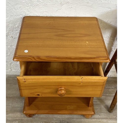 81 - Three pieces of pine furniture, one bar stool, one bedside cabinet and one bedside chest of drawers