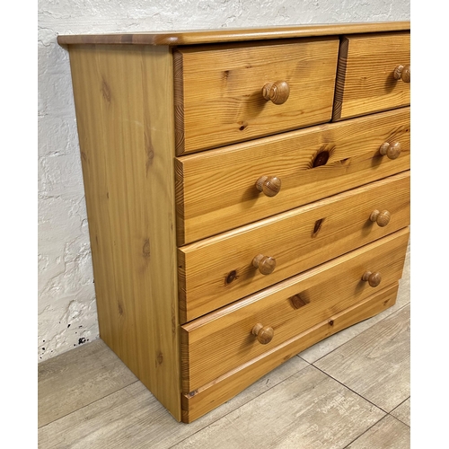 83 - A modern pine chest of drawers - approx. 74cm high x 80cm wide x 39cm deep