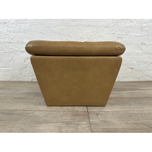 87 - A mid 20th century tan vinyl storage footstool - approx. 40cm high x 53cm wide x 50cm deep