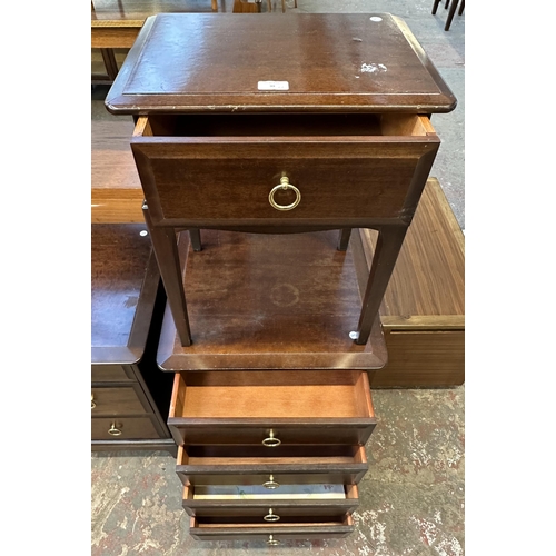 99 - Two pieces of Stag Minstrel mahogany furniture, one bedside table and one bedside chest of drawers -... 