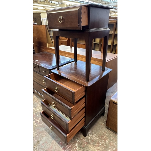 99 - Two pieces of Stag Minstrel mahogany furniture, one bedside table and one bedside chest of drawers -... 