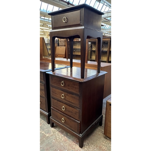 99 - Two pieces of Stag Minstrel mahogany furniture, one bedside table and one bedside chest of drawers -... 