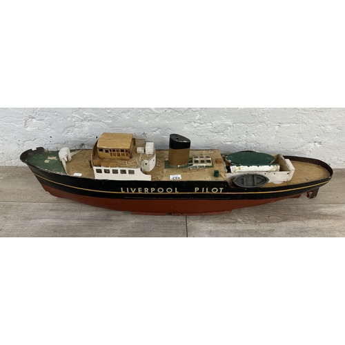 120A - A scratch built hand painted wooden model of a Liverpool Pilot boat - approx. 28cm high x 20cm wide ... 