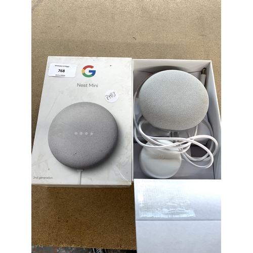 768 - A boxed Google Nest Mini 2nd Generation smart speaker