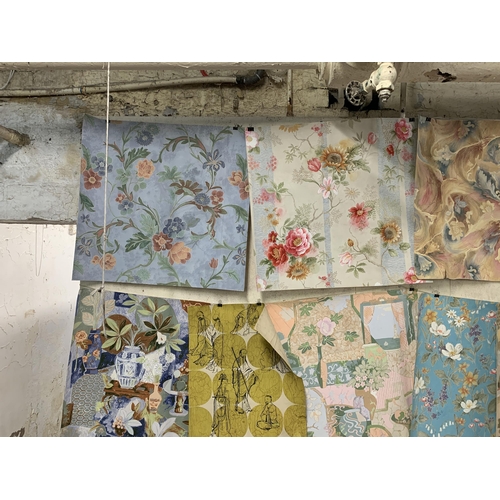 274 - A large collection of Roger Sumner hand painted decorative wallpaper and textile samples