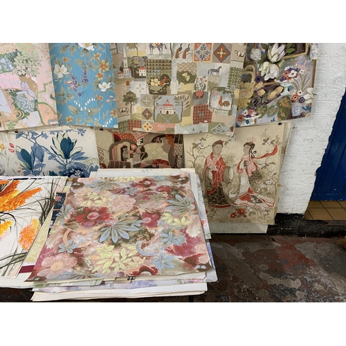 274 - A large collection of Roger Sumner hand painted decorative wallpaper and textile samples