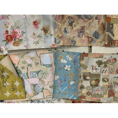 274 - A large collection of Roger Sumner hand painted decorative wallpaper and textile samples