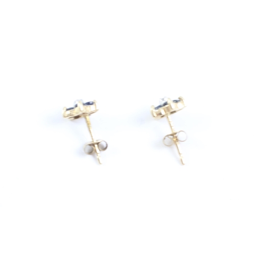 2003 - A pair of 9ct gold diamond and sapphire cluster stud earrings - approx. gross weight 0.7g